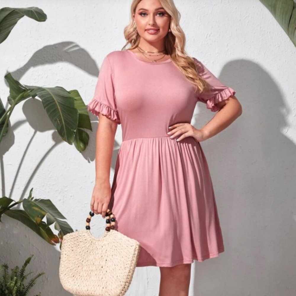 SHEIN Plus Ruffle Cuff A-line Dress